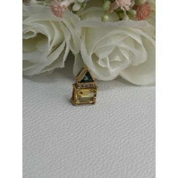 925 Sterling Silver Gold Plated Citrine & Emerald Pendant Length 0.65 Inch