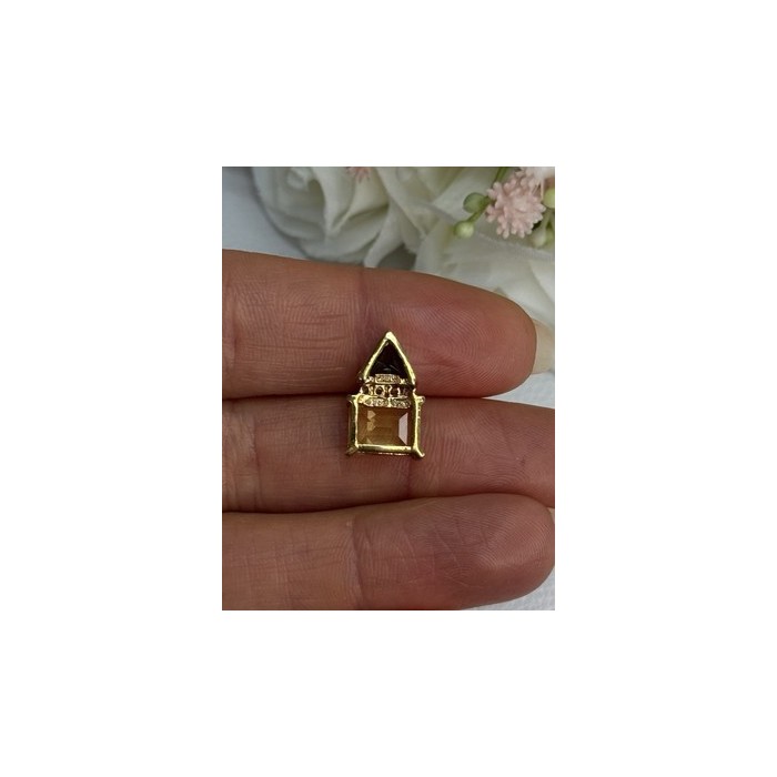 925 Sterling Silver Gold Plated Citrine & Emerald Pendant Length 0.65 Inch