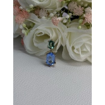 925 Sterling Silver Gold Plated Topaz & Emerald Pendant Length 0.88 Inch