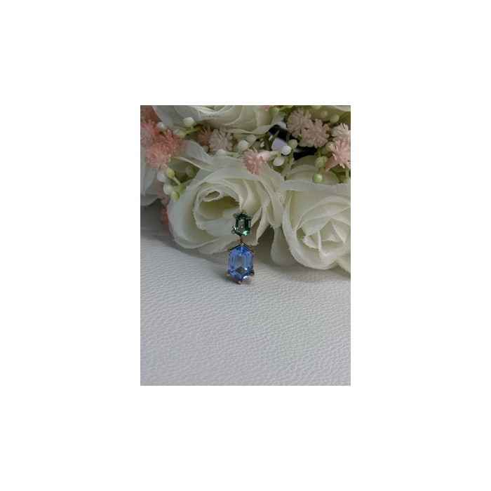 925 Sterling Silver Gold Plated Topaz & Emerald Pendant Length 0.88 Inch