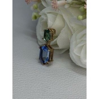 925 Sterling Silver Gold Plated Topaz & Emerald Pendant Length 0.88 Inch