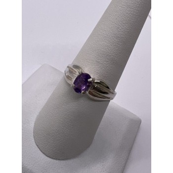 925 Sterling Silver Amethyst Ring Size 8