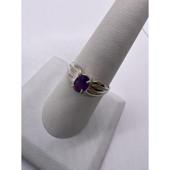 925 Sterling Silver Amethyst Ring Size 8