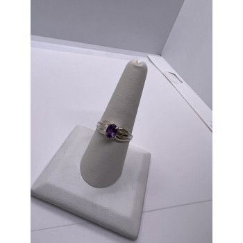 925 Sterling Silver Amethyst Ring Size 8