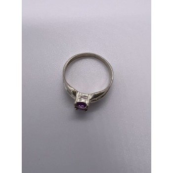 925 Sterling Silver Amethyst Ring Size 8