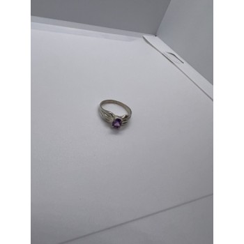 925 Sterling Silver Amethyst Ring Size 8