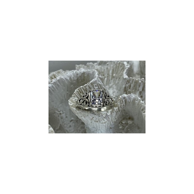 925 Sterling Silver White CZ Openwork Ring Size 9.5