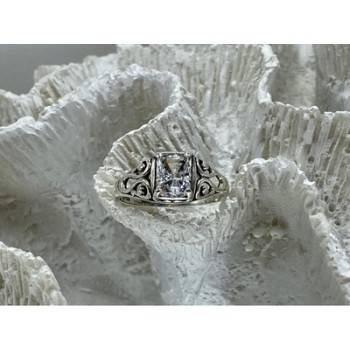 925 Sterling Silver White CZ Openwork Ring Size 9.5