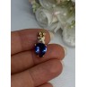 925 Sterling Silver Gold Plated Blue Spinel Pendant Length 0.75 Inch