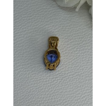 925 Sterling Silver Gold Plated Blue Spinel Pendant Length 0.75 Inch