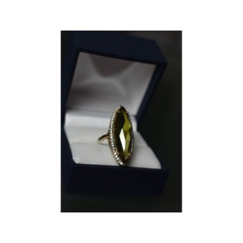 925 Sterling Silver Green Quartz Ring Size 6.5