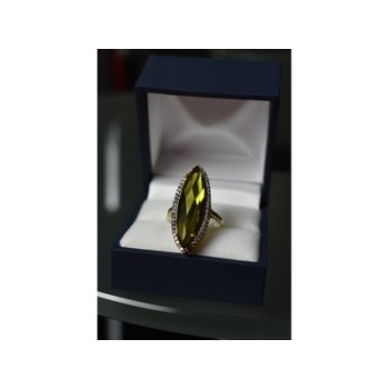 925 Sterling Silver Green Quartz Ring Size 6.5