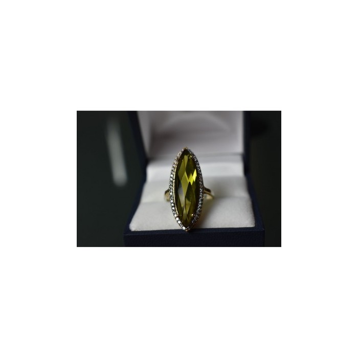 925 Sterling Silver Green Quartz Ring Size 6.5