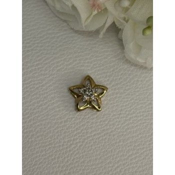 10K YELLOW GOLD DIAMOND STAR PENDANT LENGTH 0.50 INCH