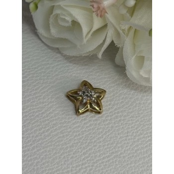 10K YELLOW GOLD DIAMOND STAR PENDANT LENGTH 0.50 INCH
