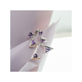 925 STERLING SILVER TOURMALINE EARRINGS ITALY