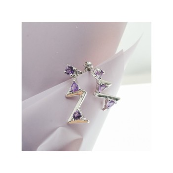 925 STERLING SILVER TOURMALINE EARRINGS ITALY