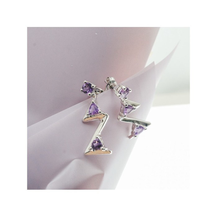 925 STERLING SILVER TOURMALINE EARRINGS ITALY