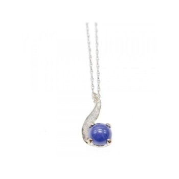 14K WHITE GOLD SAPPHIRE BLUE STAR CHAIN WITH PENDANT