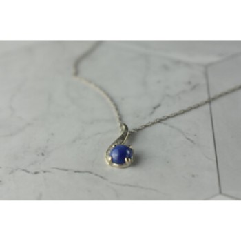 14K WHITE GOLD SAPPHIRE BLUE STAR CHAIN WITH PENDANT