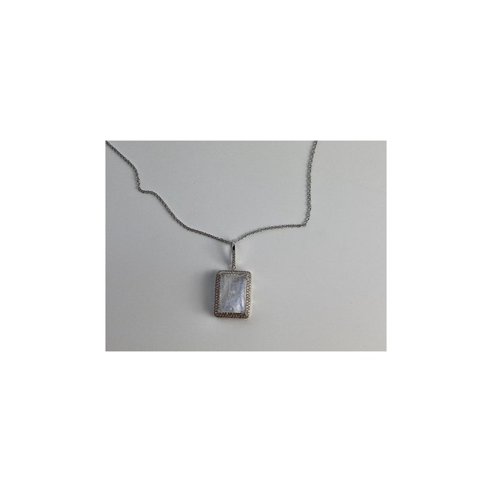 925 Sterling Silver Moonstone & CZ Chain with Pendant