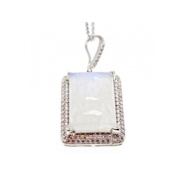 925 Sterling Silver Moonstone & CZ Chain with Pendant