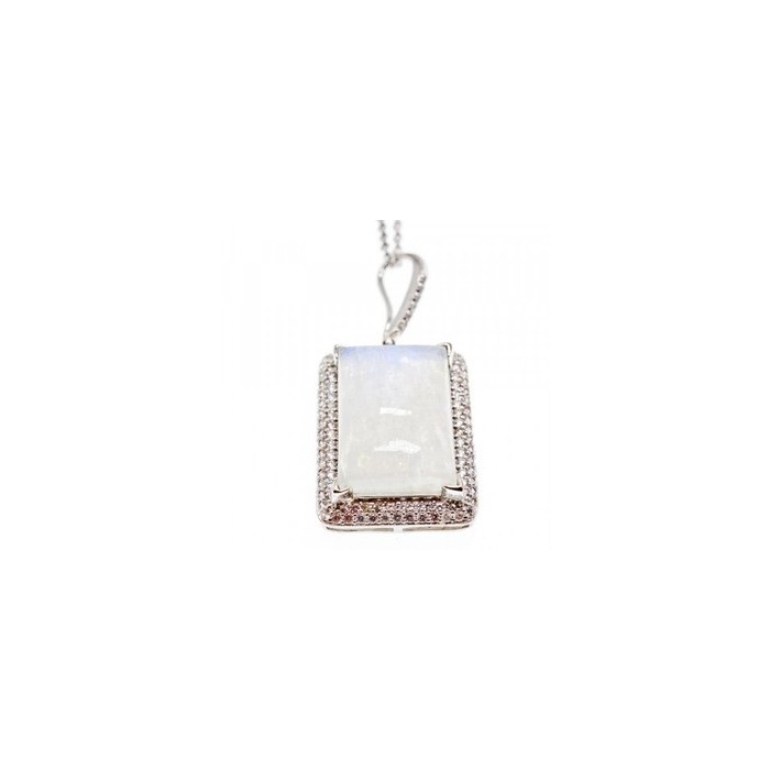 925 Sterling Silver Moonstone & CZ Chain with Pendant