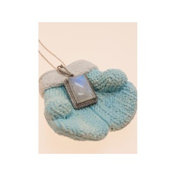 925 Sterling Silver Moonstone & CZ Chain with Pendant