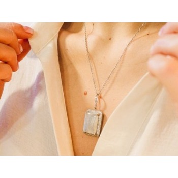 925 Sterling Silver Moonstone & CZ Chain with Pendant