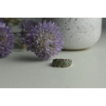 925 Sterling Silver Green Nephrite ( Jade ) & Marcasites Ring Size 8.5