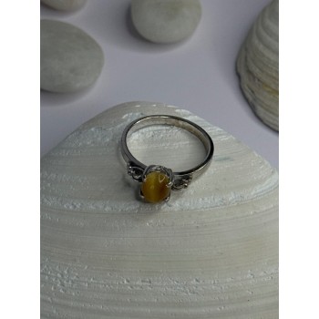925 Sterling Silver Yellow Jade Ring Size 7