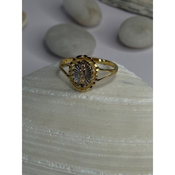 925 Sterling Silver Gold Plated Virgin Mary Ring Size 9