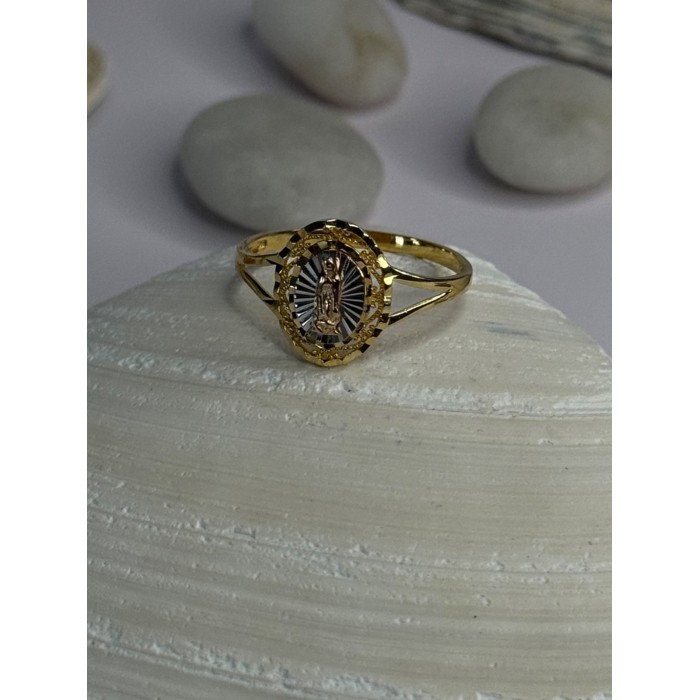 925 Sterling Silver Gold Plated Virgin Mary Ring Size 9
