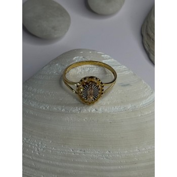 925 Sterling Silver Gold Plated Virgin Mary Ring Size 9