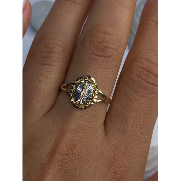 925 Sterling Silver Gold Plated Virgin Mary Ring Size 9