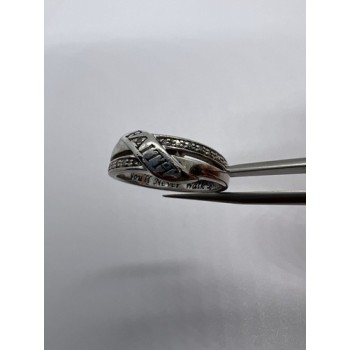 925 Sterling Silver Colorless Sapphire Ring Size 7