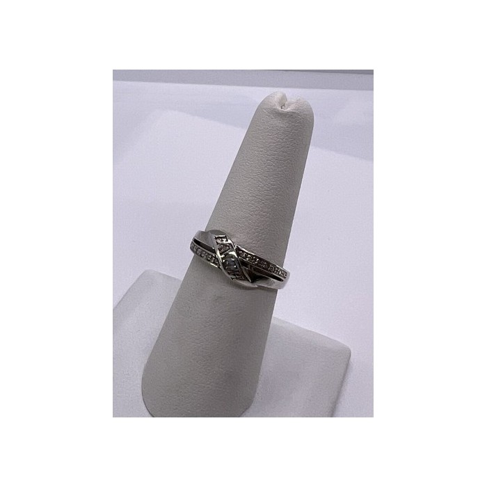 925 Sterling Silver Colorless Sapphire Ring Size 7