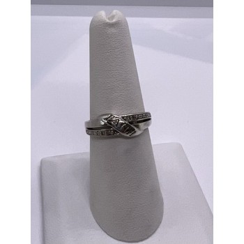 925 Sterling Silver Colorless Sapphire Ring Size 7