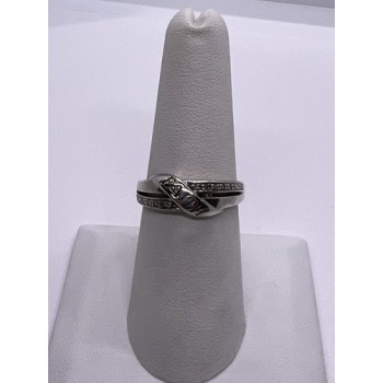 925 Sterling Silver Colorless Sapphire Ring Size 7