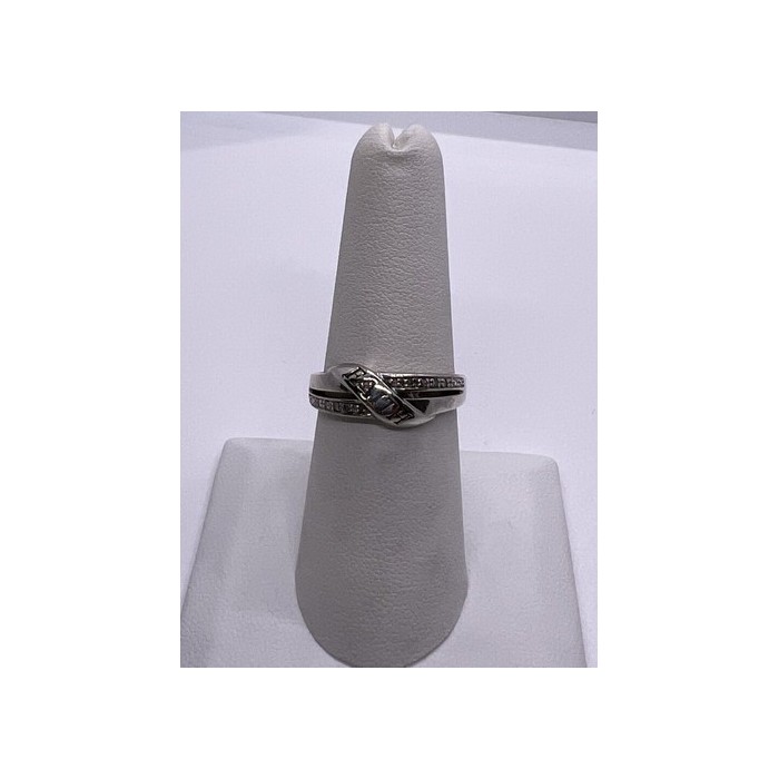 925 Sterling Silver Colorless Sapphire Ring Size 7