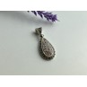 925 Sterling Silver CZ & Marcasite Drop Pendant
