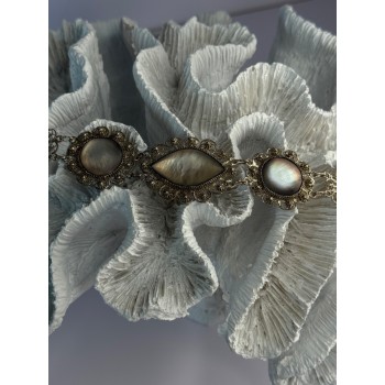 Vintage Beautiful 925 Sterling Silver Abalone Bracelet Length 7