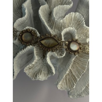 Vintage Beautiful 925 Sterling Silver Abalone Bracelet Length 7