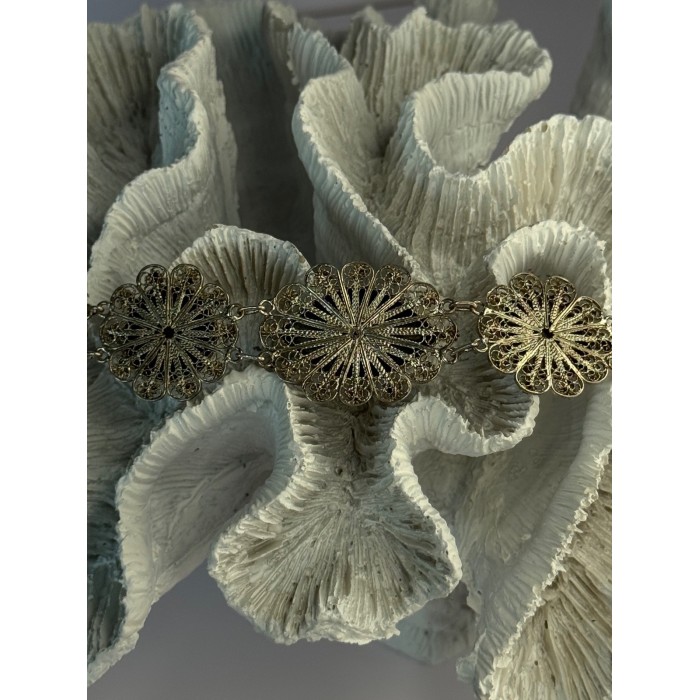 Vintage Beautiful 925 Sterling Silver Abalone Bracelet Length 7