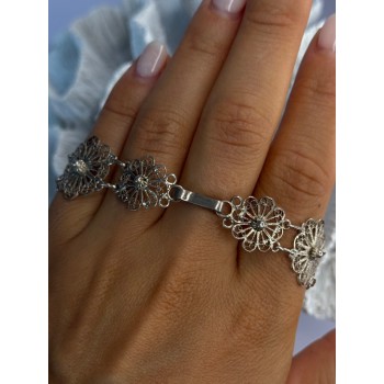 Vintage Beautiful 925 Sterling Silver Abalone Bracelet Length 7