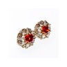 925 Sterling Silver Hessonite & CZ Stud Earrings