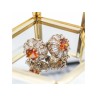 925 Sterling Silver Hessonite & CZ Stud Earrings