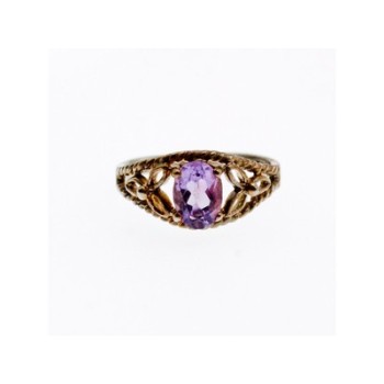 925 Sterling Silver Amethyst Openwork Ring Size 5.5