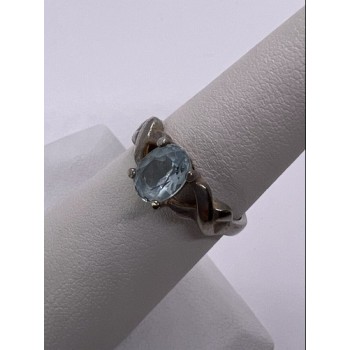 925 Sterling Silver Topaz Ring Size 6.5