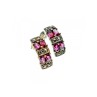 925 Sterling Silver Almandine & Marcasites Stud Earrings